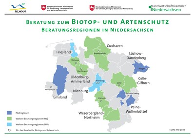 Beratung zum Biotop- und Artenschutz: Das sind die Beratungsregionen in Niedersachsen.