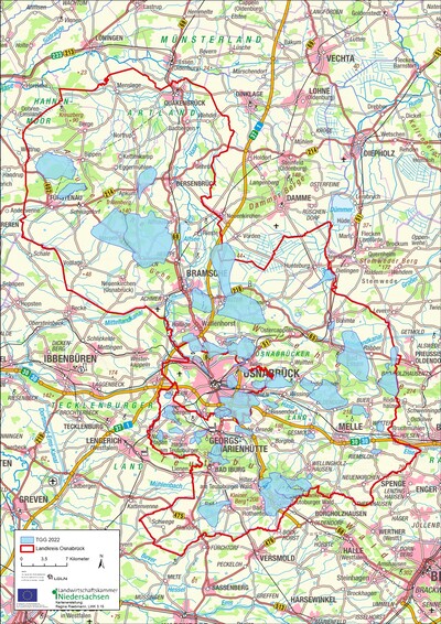 Karte mit Landkreis Osnabrück mit TGG, Hintergrund farbig