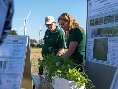 Tim Eiler und Andrea Knigge-Sievers präsentieren Ergebnisse aus dem Zwischenfruchtanbau in Schwüblingsen