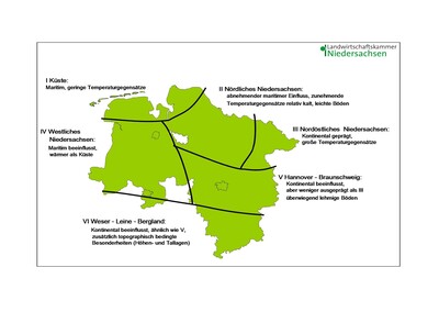 Klimaregionen in Niedersachsen