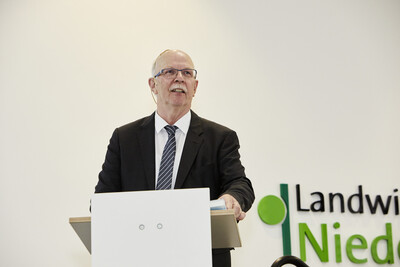 Kammerpr&auml;sident Gerhard Schwetje w&auml;hrend des Festakts zum 125-j&auml;hrigen Bestehen der Landwirtschaftskammer Niedersachsen am 21.05.2024 in Hannover-Ahlem.