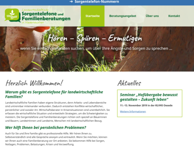 Screenshot Homepage ländliche Familienberatungen und Sorgentelefone - © Andrea Meyer Screenshot Homepage ländliche Familienberatungen und Sorgentelefone