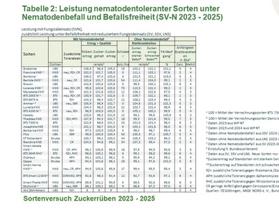 Ergebnis Sortenversuche Zuckerr&uuml;ben 2023 bis 2025