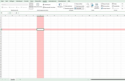 Die Fokuszeile in Excel erleichtert die Orientierung.
