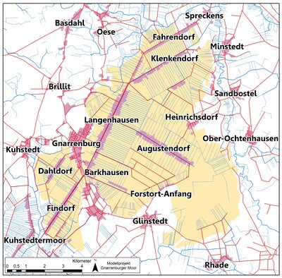 Ortschaften im Modellgebiet Gnarrenburger Moor