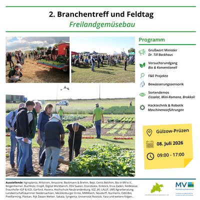 Die wichtigsten Fakten zum 2. Branchentreff und Feldtag Freilandgem&uuml;sebau der LFA MV