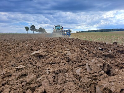 Pfl&uuml;gen von Getreidestoppel