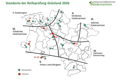 Standorte der Gr&uuml;nlandreifepr&uuml;fung 2026 - aktuallisiert