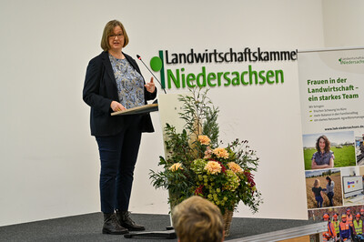 Frauke Patzke, Staatssekretärin im niedersächsischen Agrarministerium, auf der Fachtagung 'Frauen in der Landwirtschaft - Mut tut gut!'