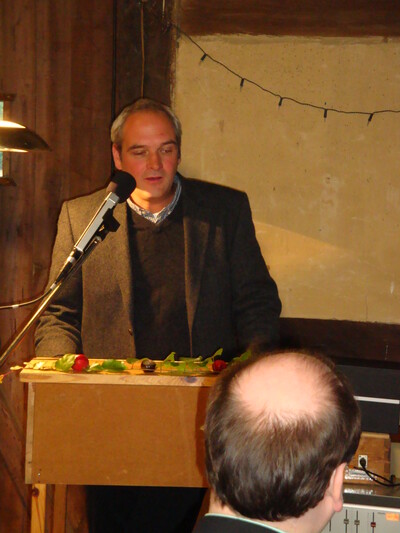 Der stellvertretende Vorsitzende vom Landesschafzuchtverband Niedersachsen, Stefan Erb, bei seinem Gru&szlig;wort