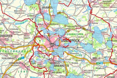 Karte mit Landkreis Osnabrück mit TGG, Hintergrund farbig