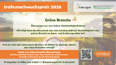 Junge Talente aus den Grünen Berufen können sich bis zum 31. August für den trafo:Nachwuchspreis bewerben. - © trafo:agrar trafo Nachwuchspreis