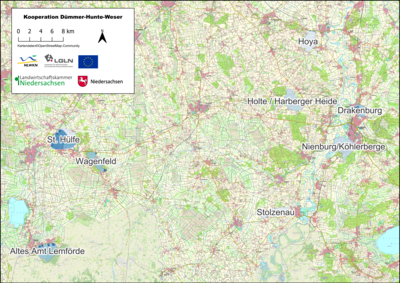 Karte Gewässerschutzkooperation  Dümmer Hunte Weser