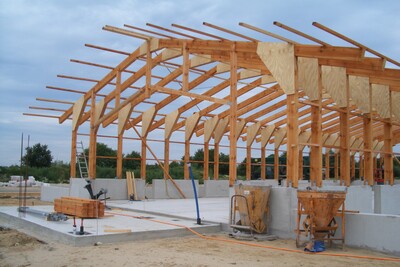 LBZ Echem - Ökologischer Maststall, Detail Dachstuhl