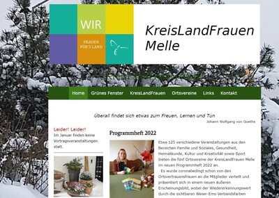 Screenshot Homepage KreisLandFrauen Melle - © Andrea Meyer Screenshot Homepage KreisLandFrauen Melle
