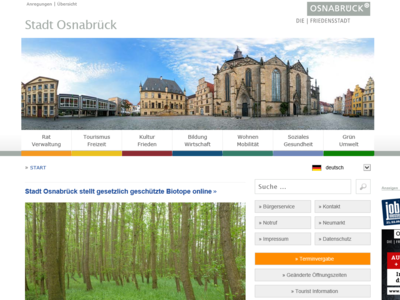 Screenshot Homepage Stadt Osnabrück - © Andrea Meyer Screenshot Homepage Stadt Osnabrück