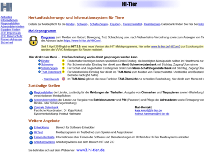 Screenshot Homepage HI-Tier - © Andrea Meyer Screenshot Homepage HI-Tier