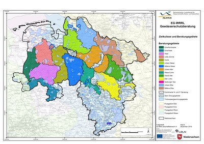 Zielkulisse und Beratungsgebiete, EG-WRRL Gewässerschutzberatung, NLWKN, 2020
