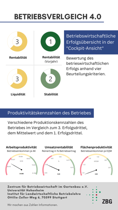 Betriebswirtschaftliche Erfolgs&uuml;bersicht und Produktivit&auml;tskennzahlen