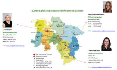 Zuständigkeitsregionen der Willkommenslotsinnen