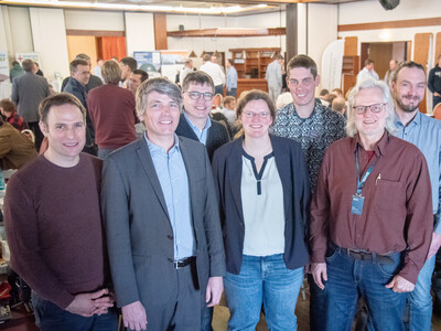 Referierten auf der 16. Biogastagung (v.l.): Martin Strobl, Dr. Hartwig v. Bredow, J&ouml;rg Vogt, Nora Elhaus, Thomas Paes, Klaus Anduschus, Roland Schulze Lefert mit LWK-Berater Peter Sch&uuml;nemann.